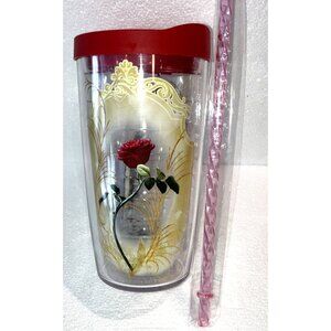 Tervis 16 Oz Tumbler Beauty And The Beast Enchanted Rose Disney 2017 W/New Straw